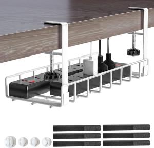 Quality No Drill Under Desk Wire Organizer with Steel Mesh Cable Management Tray and Clamp wholesale