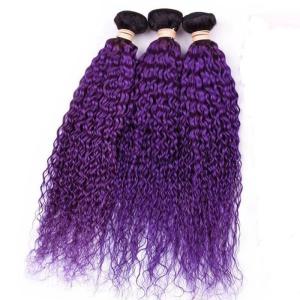 Quality #T1B/Purple Kinky Curly Remy Human Hair Bundles Sew In Weave Bundles Brazilian Bundle Deals wholesale