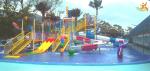 Summer Outdoor Aqua Playground Games Fiberglass Slide Family water house For