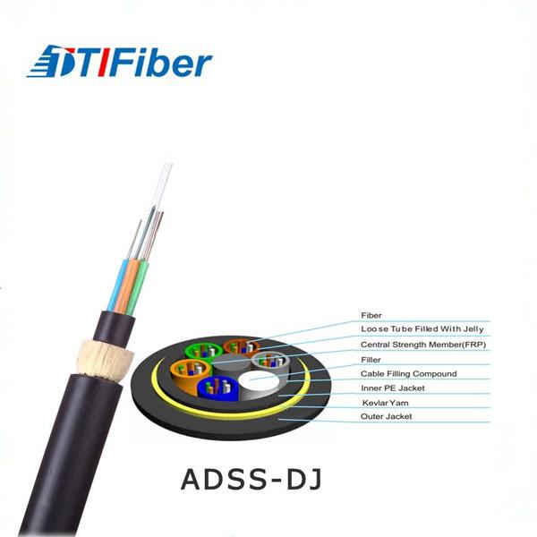 Lightweight Fiber Optic Network Cable 24 48 Core ADSS Outdoor Aerial Low