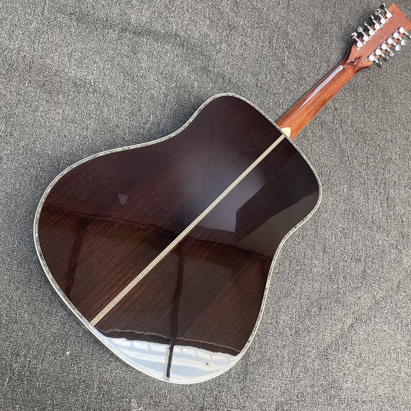 Custom 41 inch Dreadnought D 12 strings abalone binding folk classic acoustic guitar with customized inlay logo headstock