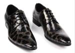 Crocodile Style Mens Black Brogue Shoes , Fashion Nightclub Genuine Snakeskin