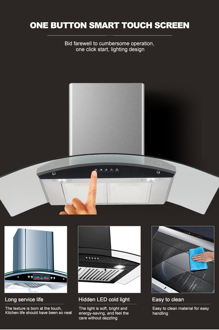 Quiet Electric Recirculating Hood 1000 Cfm Range Hood Stainless Steel Glass