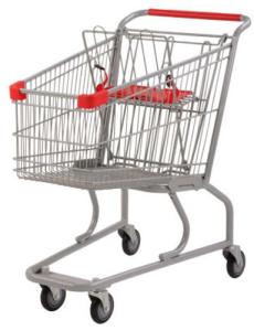 Quality Silver Grocery Shopping Trolley / Metal Supermarket Shopping Cart 100Kgs wholesale