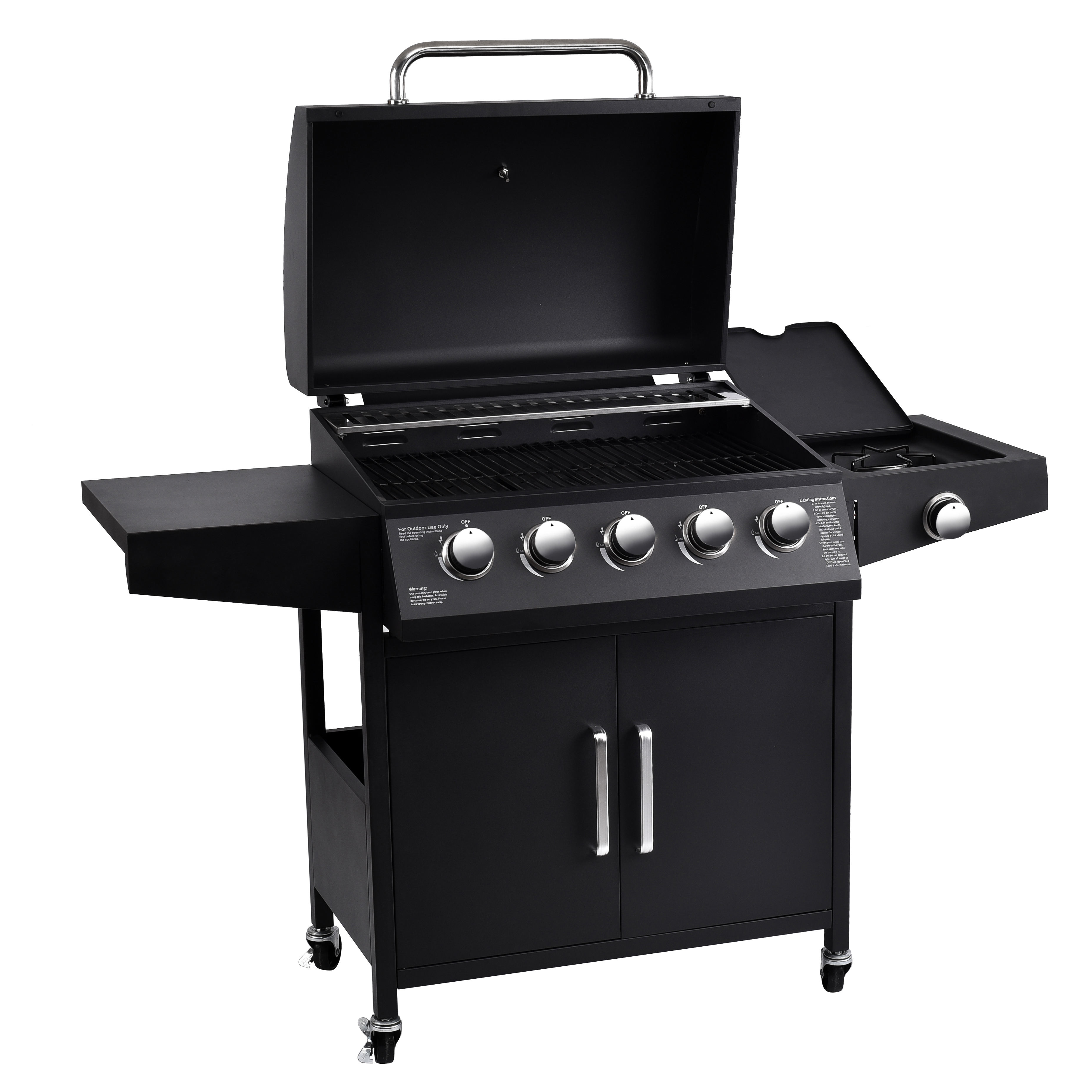 5 Burner Smokeless Propane Gas Outdoor Camping Bbq Cooking Oven Grill with Rotisserie