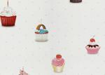White Embossed Non Woven Kids Bedroom Wallpaper Cake Pattern Fireproof