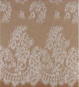 Quality Garment Accessories Ivory Eyelash Fancy Lace Chantilly Bridal Dress Fabric in Ivory Black double color Stock wholesale
