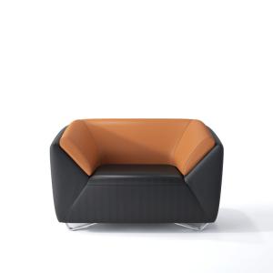 Quality Genuine Leather Single Sofa Grey Orange 0.7CBM Volume wholesale