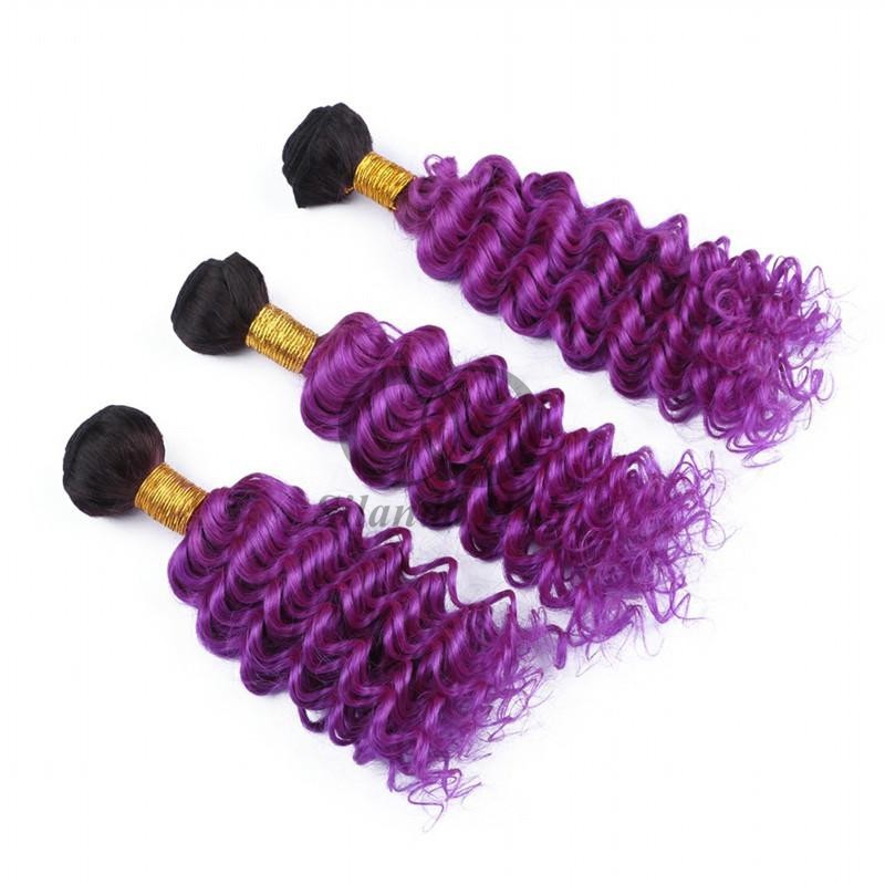 #T1B/Purple Deep Wave Remy Human Hair Bundles Sew In Weave Bundles Brazilian Bundle Deals