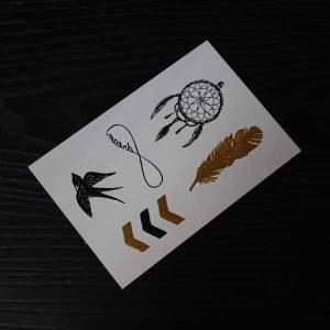 Quality Gold foil stamping temporary tattoo. silver foil stamping temporary tattoo wholesale