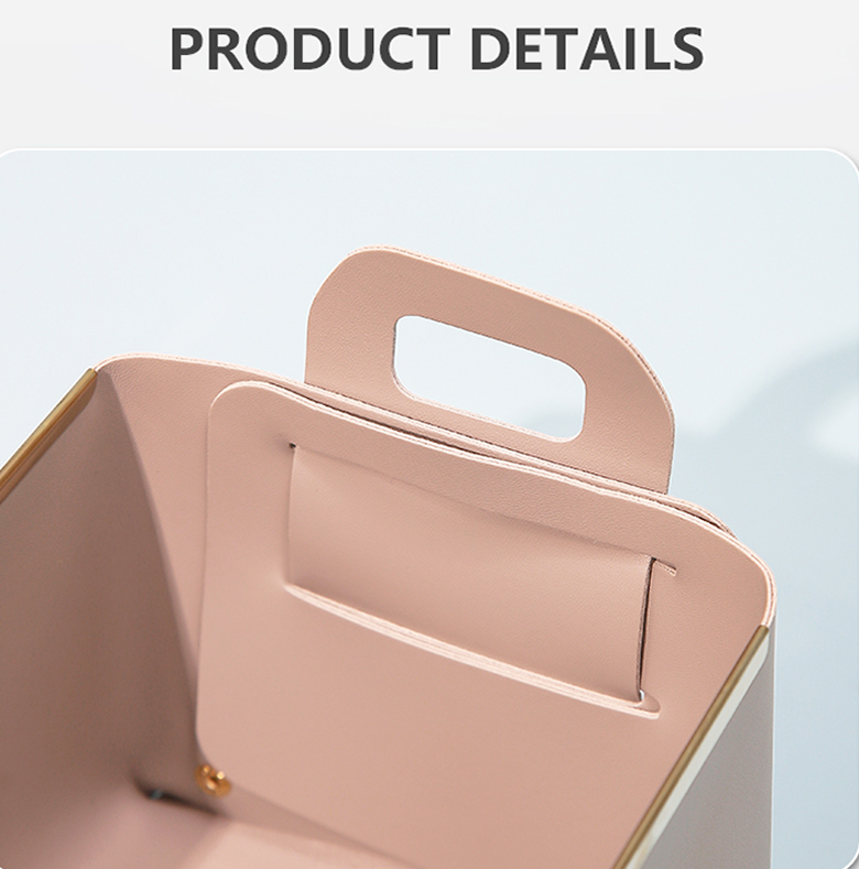 Convenience Stores Foldable Clothing Leather Basket Storage Box Desk Organizer with Handle