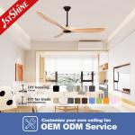 APP Controlled Ceiling Fan with Solid Wood Blades Natural Wood Modern Deluxe No
