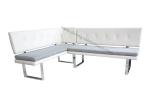 PVC Uphostered Living Room Sofa Bench Set With Removeable Fabric Cushion