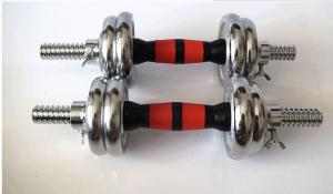 Quality 15kg -60kgcast iron sliver chromed dumbbell export from china factory wholesale