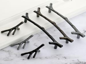 China Wardrobe North European forest  Drawer Handles And Knobs 96mm Black Dresser Pulls Grey Furniture Handles on sale