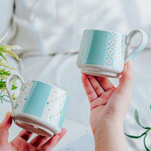 Quality Simple Blue Ceramic Cup And Saucer Set For Cappuccino Or Tea In Europe Design wholesale
