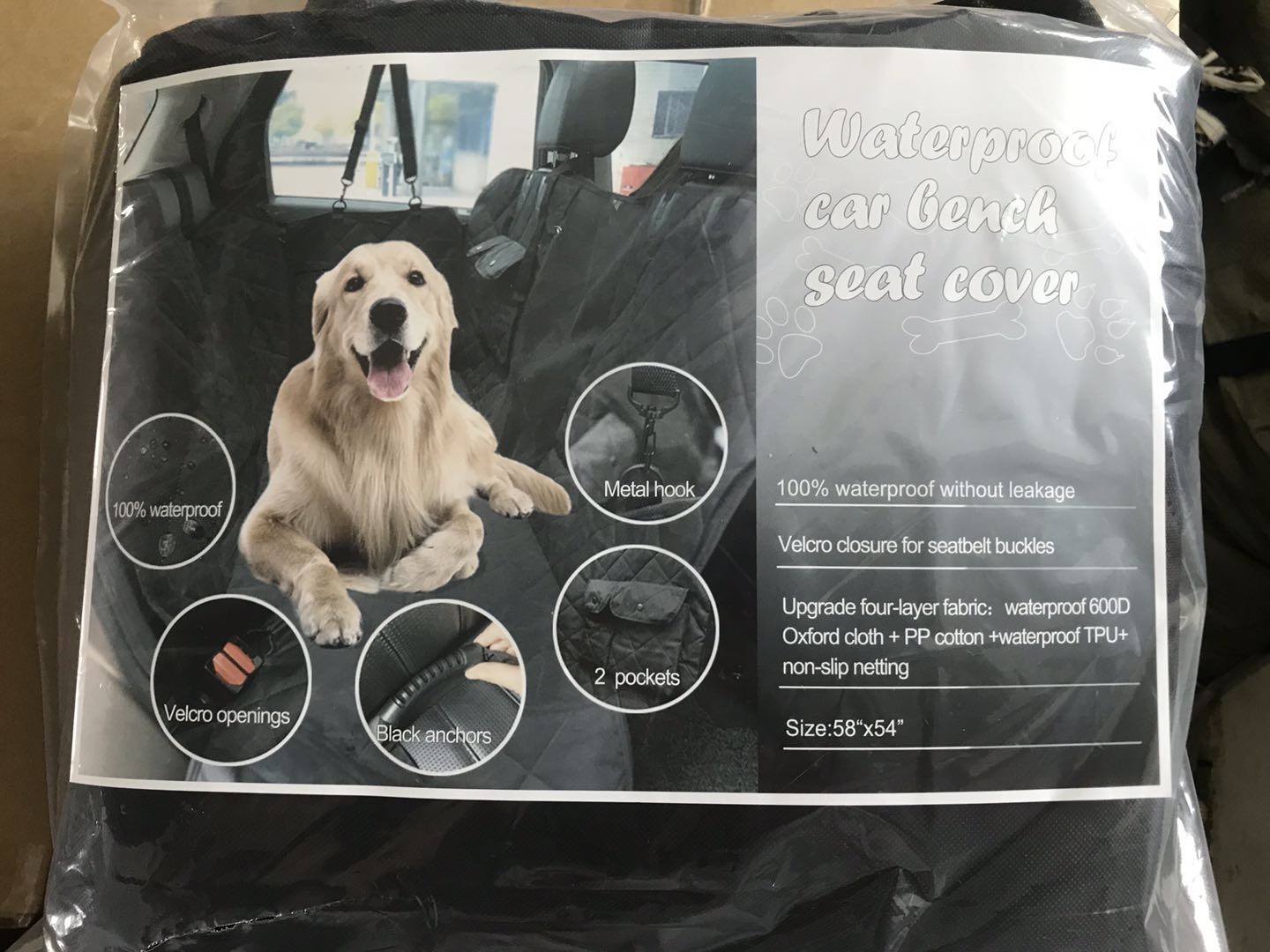 58in 54in SUV Back Seat Protector Waterproof Leather Dog Seat Covers