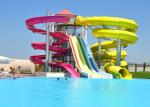 Fiberglass Children'S Water Slide Blue / Yellow / Customized For Water Park