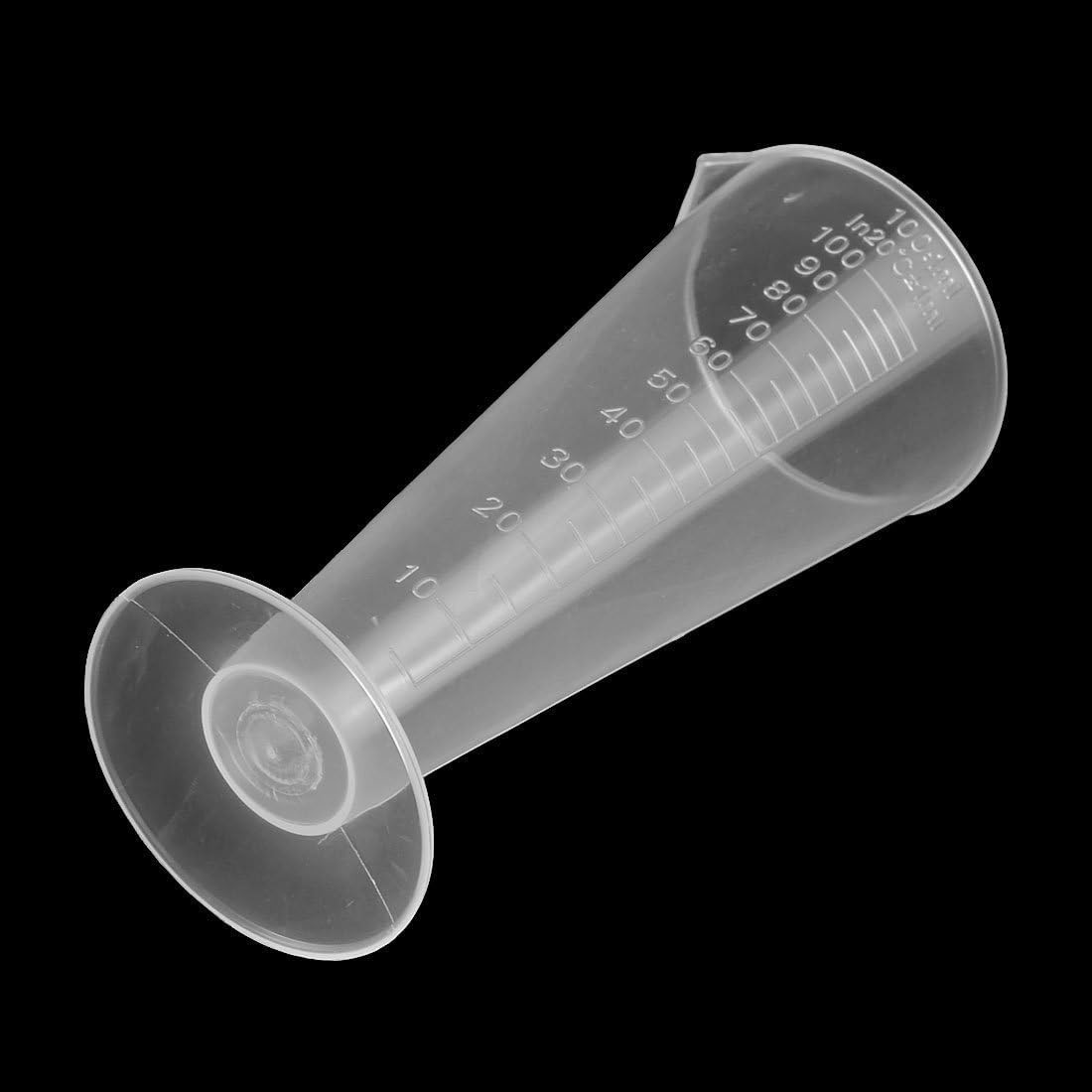 100mL Plastic Graduated Measuring Cup Capacity Beaker Cone Shape Round Base Labs Kitchen Clear