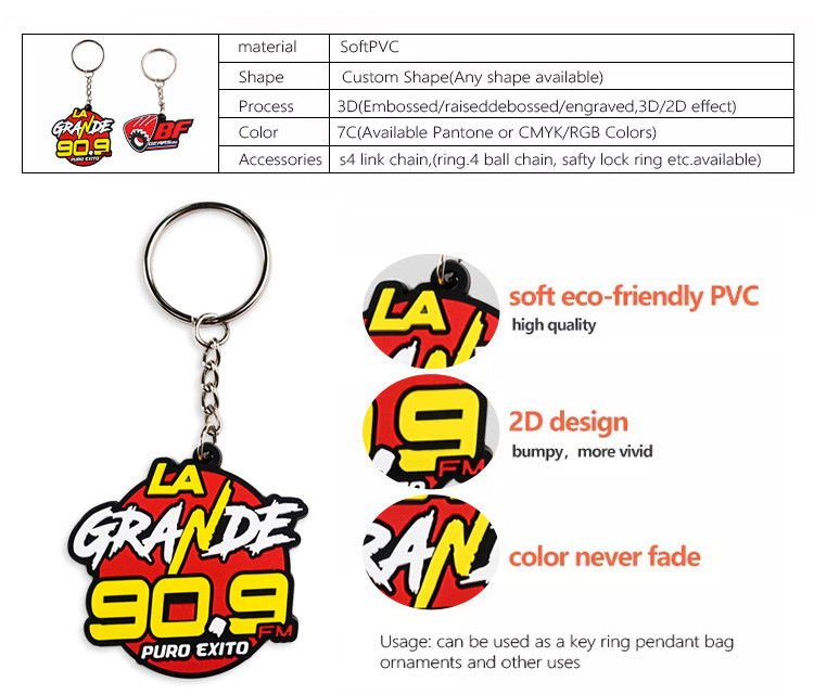 Custom Soft Pvc Rubber Keychain Silicone Rubber Plastic Key Chains