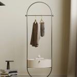 Modern Luxury Gold / Silver Floor Coat Rack With Storage Cabinet