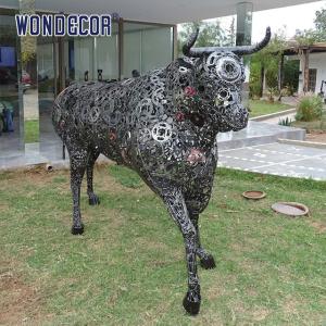 Quality Outdoor animal art decoration abstract hollow parts assembly bison stainless steel sculpture wholesale