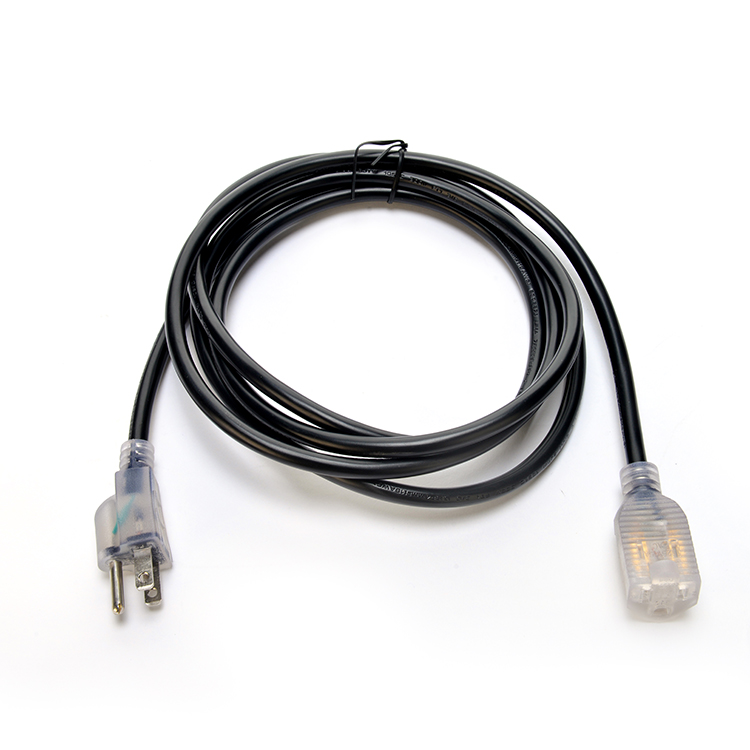 6 ft North American ETL 3 Pin Heavy Duty Outdoor Extension Cord with Lighted End Female End Type NEMA