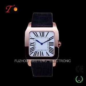 Quality stainless steel quartz watch for men water resistant with PU leather band and color customized wholesale