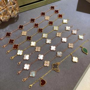 Quality 18k Solid Gold Bracelet Natural Diamond Replica Jewelry VAN Four Leaf Clover wholesale