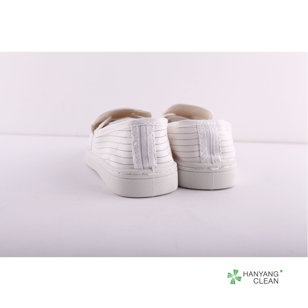 Factory cleanroom stripe canvas PVC outsole shoe breathable esd antistatic workshop shoes