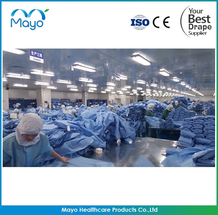 SMS SMMS Surgical Gown Non Woven Blue Disposable Surgical Gowns