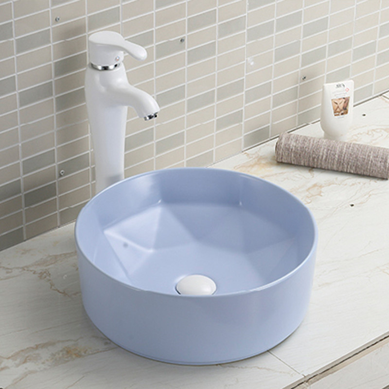 Smooth Ceramic Round Bathroom Sink Above Counter Table Top Orange Wash Basin