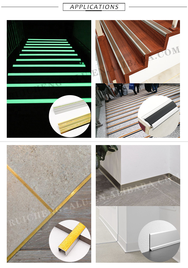Photoluminescent Aluminum Step Edge Trim 3mm Thickness Anti Slip