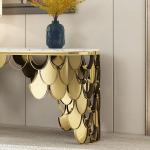Modern Entryway Marble Console Tables With Stainless Steel Base