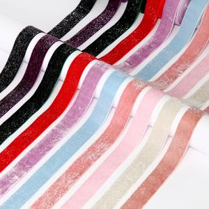 Quality Shinny Glitter Silver Gold Velvet Ribbon 10mm-38mm Luxury Velvet Ribbon wholesale