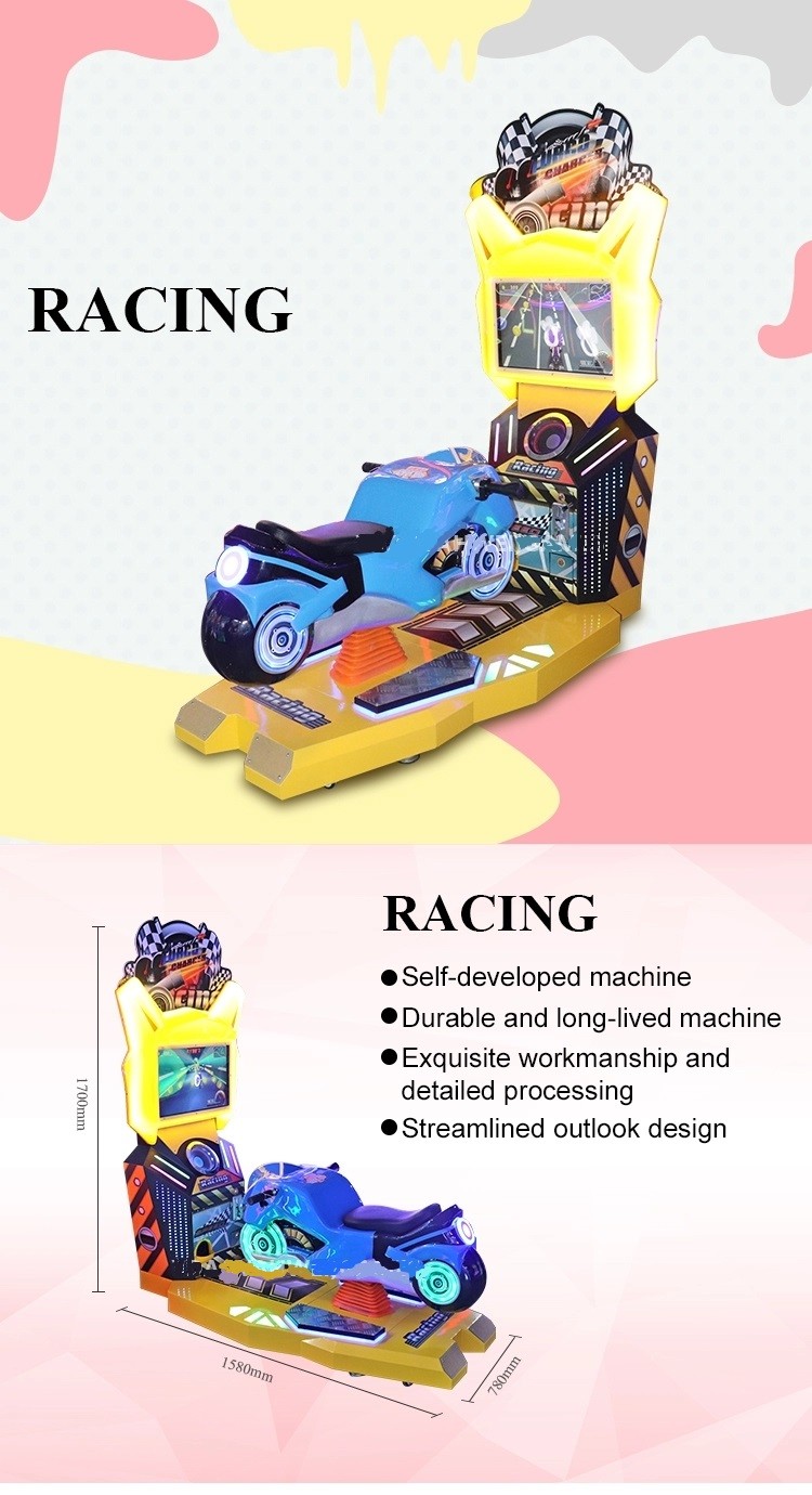 Electronics Game Center Kids Coin Machine , Super Motorbike Racing Amusement Park Machines