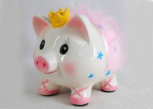 Quality Pink Ceramic Piggy Bank In Cloth Cute Princess Piggy Bank Customized For Children wholesale