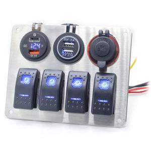 Quality 4 Gang USB Charger IP65 Universal Rocker Switch Panel wholesale