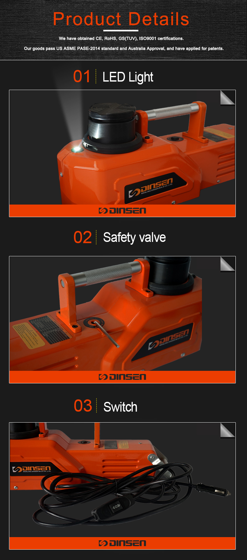 rear Handle Mechanical Jack 15 Ton , Professional Hydraulic Jack