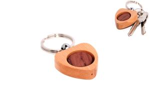 Quality Bi-wood heart shape wood key chain wholesale
