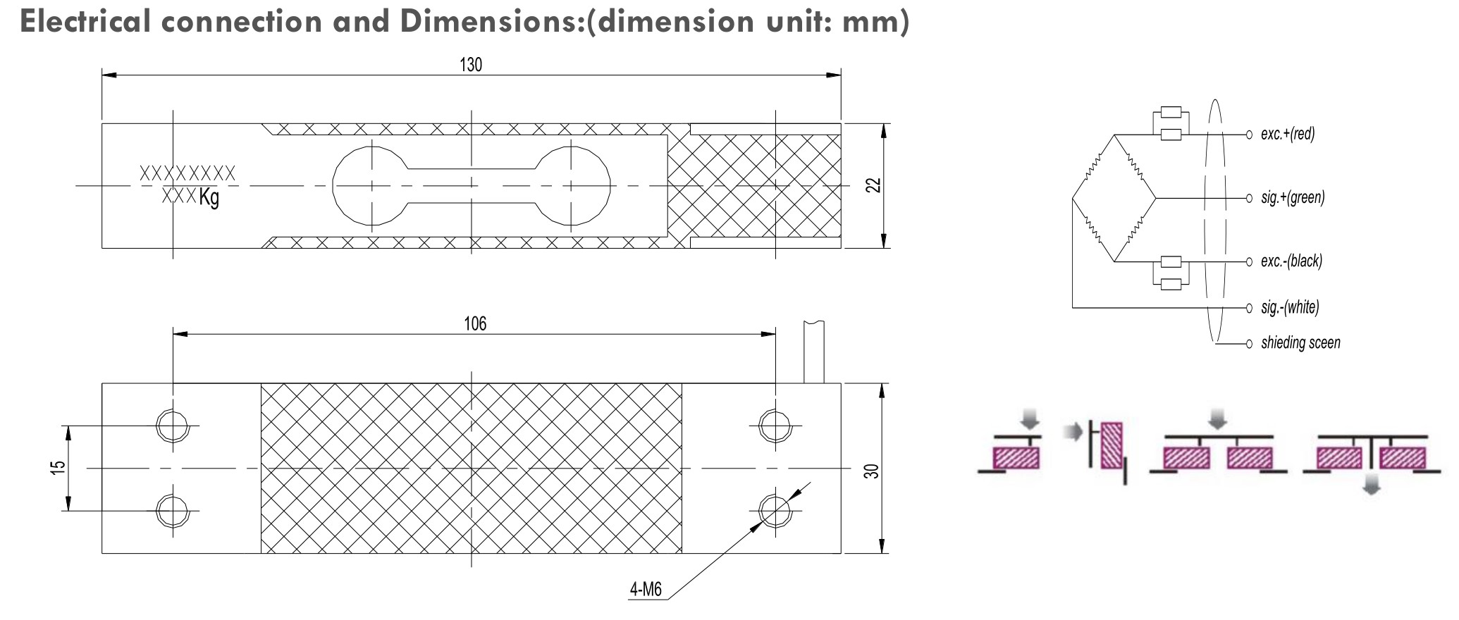 parallel beam weight sensor 3kg 6kg 10kg 15kg 20kg 100kg 120kg load cell for computer counting scale