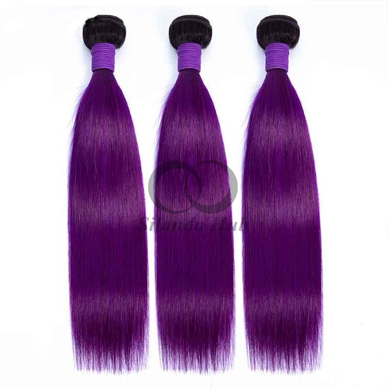 #T1B/Purple Straight Remy Human Hair Bundles Sew In Weave Bundles Brazilian Bundle Deals