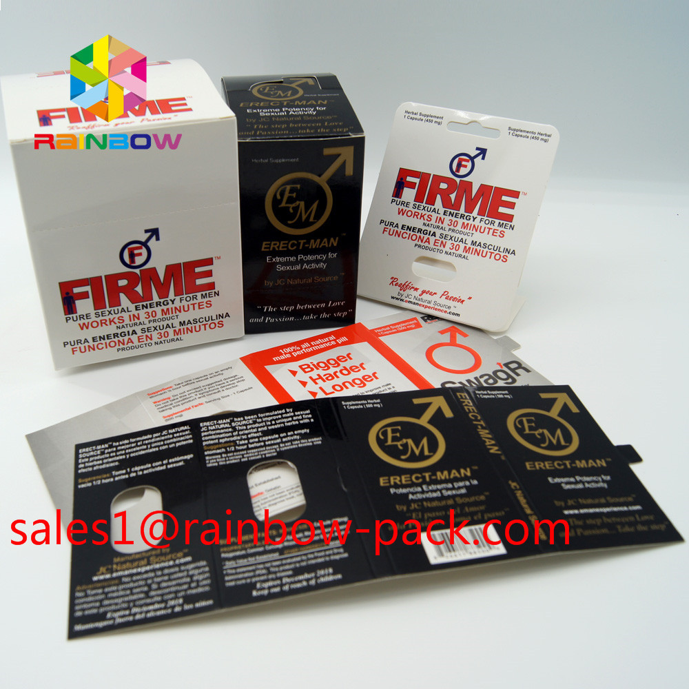 Hot Sale Rhino Pills Honey Seal Pure Aluminum Foil Laminated Sachets Bottle 3D Effect Card Display Box Packaging