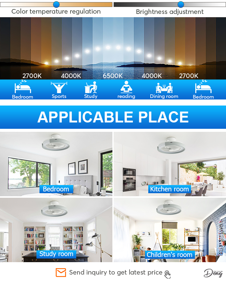 20" Round LED Ceiling Fan with 360 Degree High Airflow and Color Temperature Options