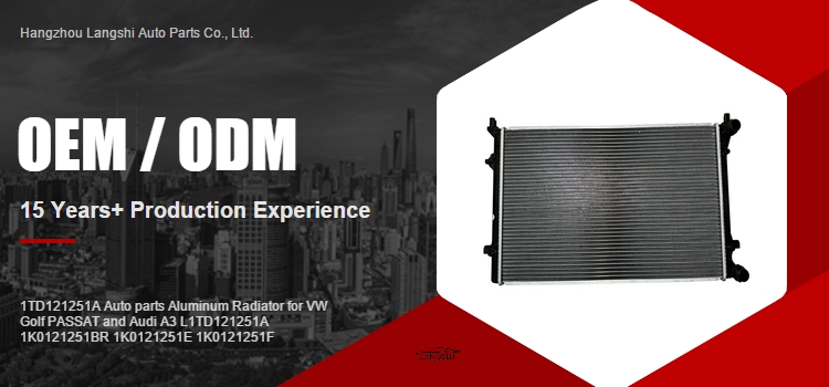 QER2615 Aluminum Radiator for VW Golf PASSAT and Audi A3 8P1 1K0121251BR 1K0121251E 1K0121251F