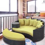 Luxury hotel outdoor wicker furniture PE rattan daybed seaside sunbed