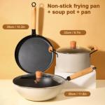 3 Pcs Nonstick Cookware Set Fine Iron Non Stick Cooking Pot Set With Glass Lid