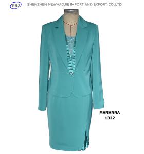 Quality Lake blue women suit models with a-line skirt wholesale
