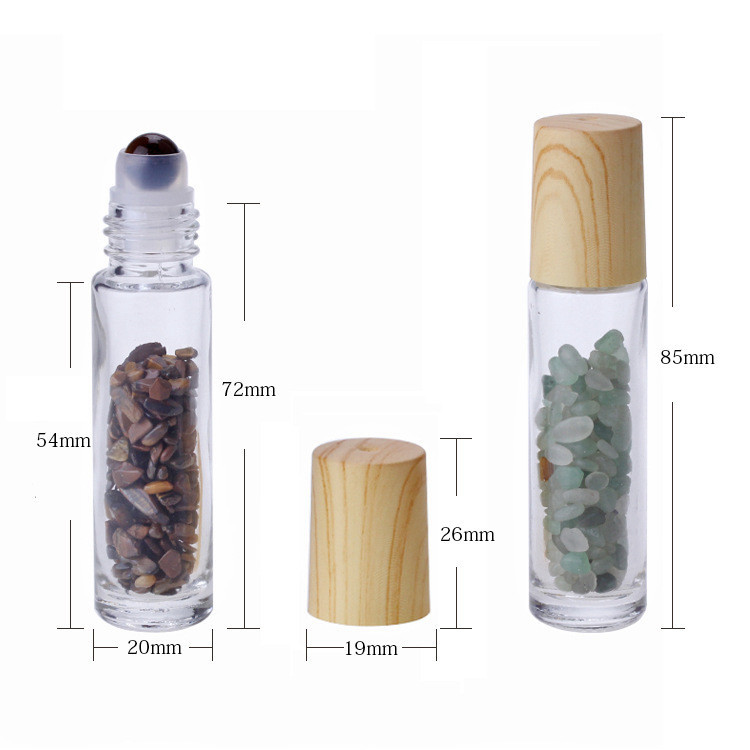 Bottle With Wooden Cap Crystal Roller Ball Empty Glass 10ml Roll On Perfume Bottles