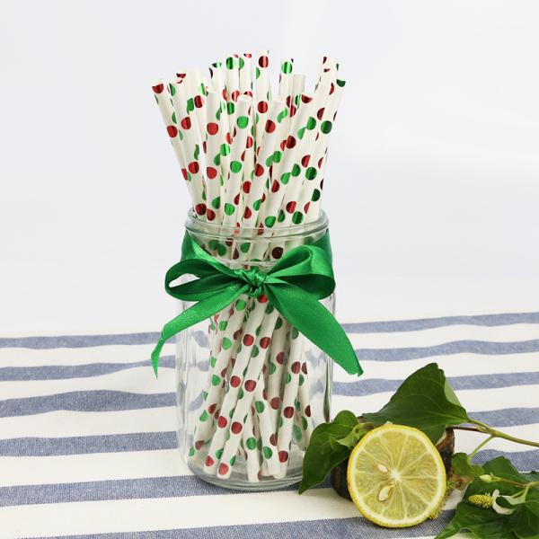 Green foil pattern FDA Certificate Biodegradable Paper Straws Food-grade